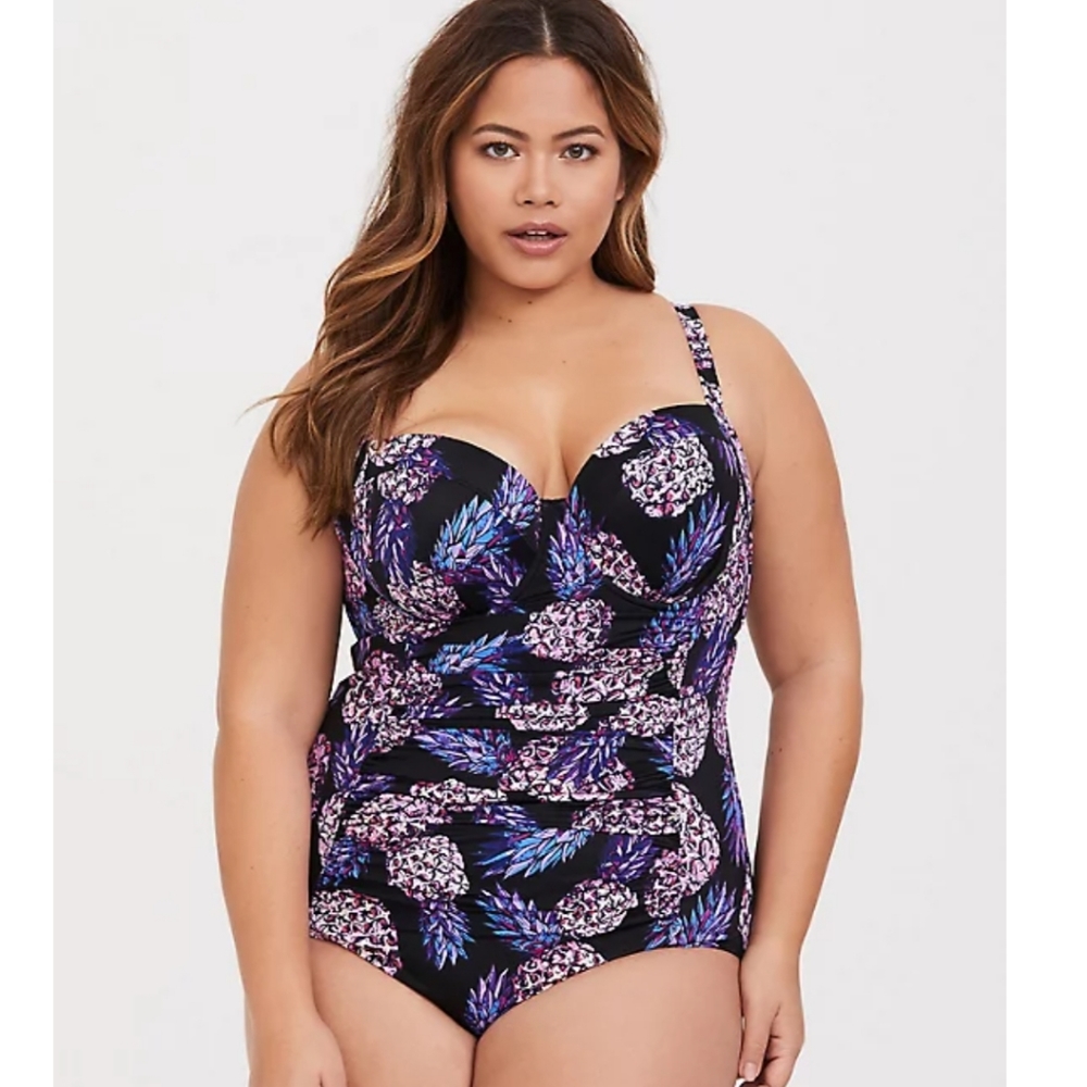 NEW w/ tags Torrid PINEAPPLE PUSHUP DEMI SLIM FIX SWIM 4x